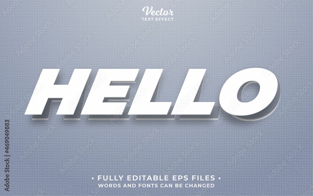 Wall mural grey hello cutout paper text effect 100% editable vector image