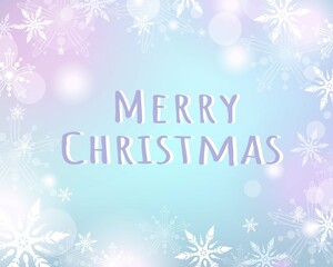 Cute blue pink pastel snowflake star light sky, Christmas card and banner