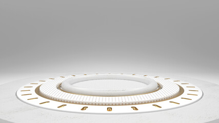 Fototapeta na wymiar Luxury Golden Empty Product Stand On White Background - 3D Illustration