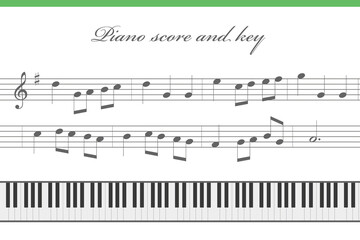 ピアノの楽譜と鍵盤のイメージ ベクターグラフィック素材