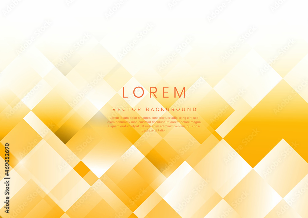 Poster abstract template background white and orange squares overlapping and texture.
