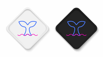 Line Whale tail in ocean wave icon isolated on white background. Colorful outline concept. Vector