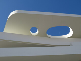 New architecture in the South of Tenerife Island. Detail of volumes. Canary Islands. Spain.