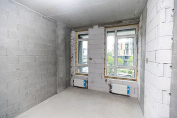 Apartment interior without finishing. apartment without renovation in a new house