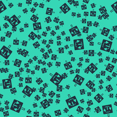 Obraz premium Black Recycle symbol icon isolated seamless pattern on green background. Circular arrow icon. Environment recyclable go green. Vector