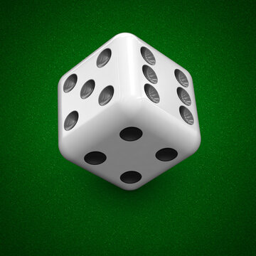 Dice on the green casino table. 3d illustration.