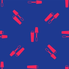 Red Mascara brush icon isolated seamless pattern on blue background. Vector