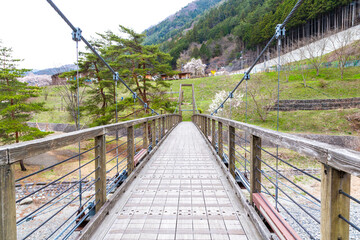 Tabayama Village Public Parking Lot in Spring, Yamanashi prefecture, Chubu, Japan.