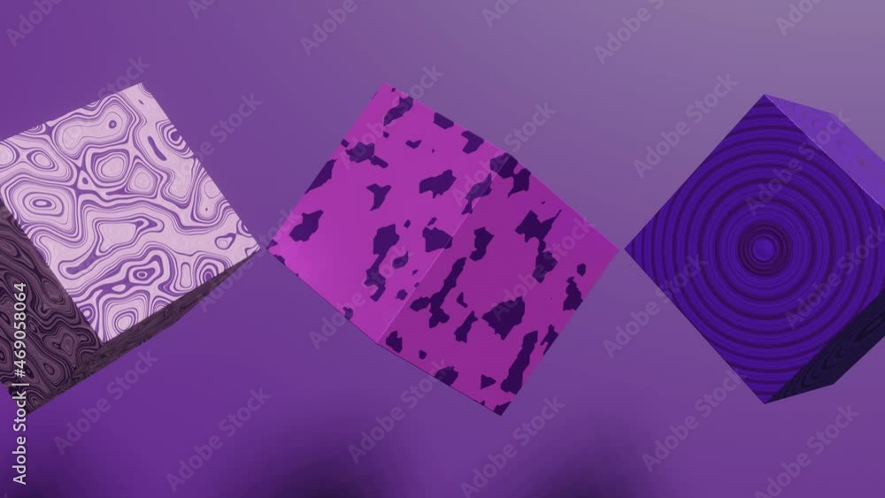 Leinwandbilder animated multicolor cubes moving on a violet background. seamless loop modern abstract 3d animation