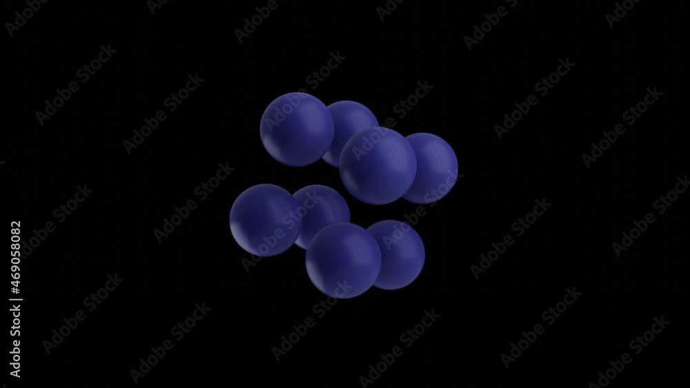 Aufkleber violet balls moving on a black background. abstract seamless loop 3d rendered motion graphic objects