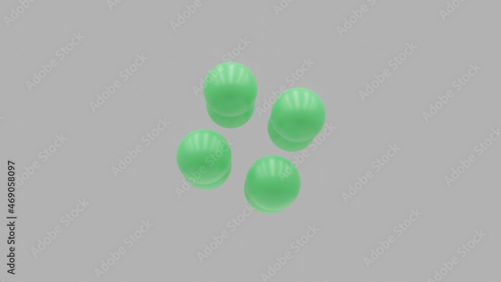 Aufkleber green balls moving on a white background. abstract seamless loop 3d rendered motion graphic objects
