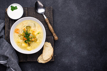 Vegetable soup with potato and cauliflower