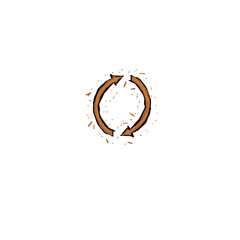 orange round recycling symbol (two arrows) (colored)