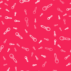 White line Spoon icon isolated seamless pattern on red background. Cooking utensil. Cutlery sign. Vector