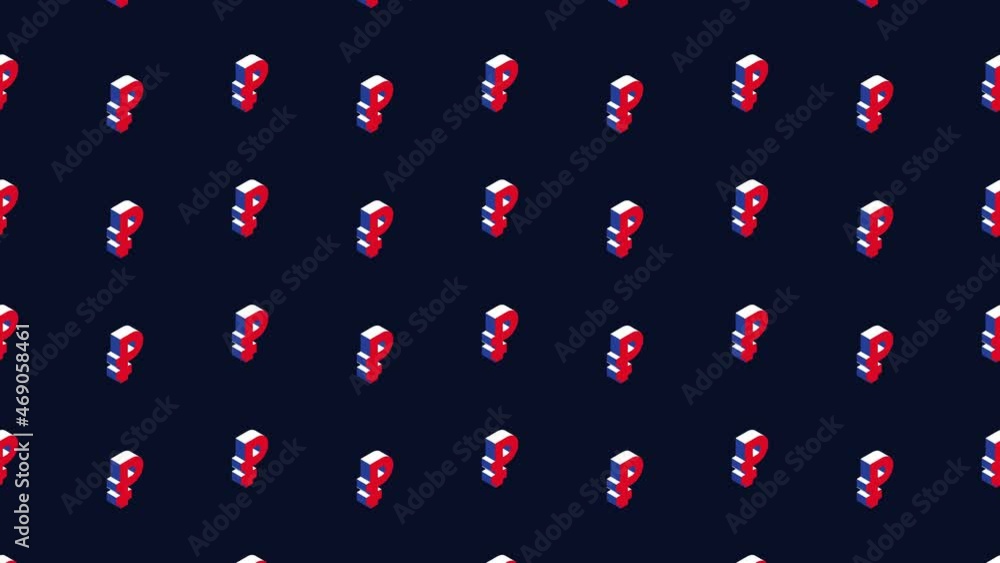 Aufkleber russian ruble isometric symbols animated pattern on a dark background. simple seamless loop modern m