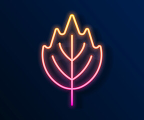Glowing neon line Leaf icon isolated on black background. Leaves sign. Fresh natural product symbol. Vector