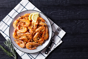 Grilled garlic butter prawns on a plate