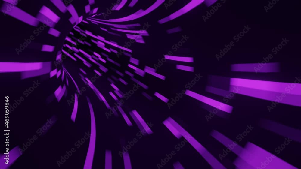 Aufkleber neon tunnel with violet light traces in fast movement. seamless looping motion graphic animated back