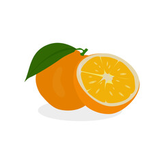 Orange isolated on white background. Orange flat design vector