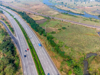 Aerial footage of the Mumbai-Pune Expressway near Pune India. The Expressway is officially called the Yashvantrao Chavan Expressway.