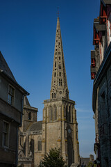 Fototapeta na wymiar view on the cathedral Saint Tugdual of Treguier