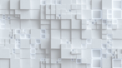 White cubes wall 3D rendering illustration