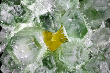 Natural Green Ghost Phantom Quartz Crystal Cluster Healing Specimen - macro