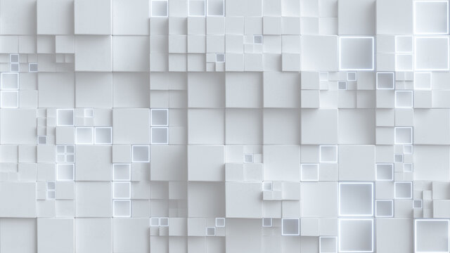Fototapeta White cubes wall 3D rendering illustration