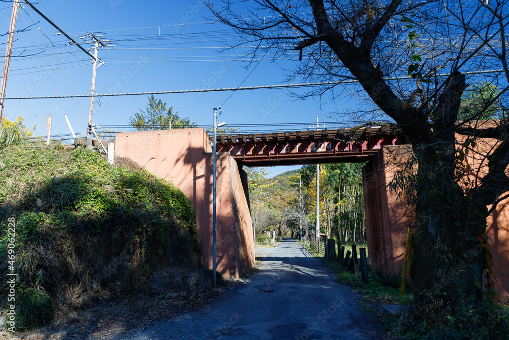 Wall mural 長瀞、秩父鉄道荒川橋梁の高架下トンネル