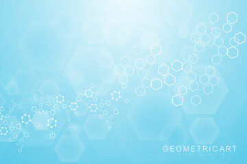 Modern futuristic background of the scientific hexagonal pattern. Virtual abstract background with particle, molecule structure for medical, technology, chemistry, science. Social network vector