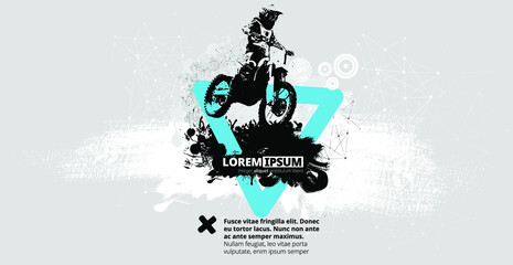 Man riding motobike, extreme sport racing, vector illustration © zeber