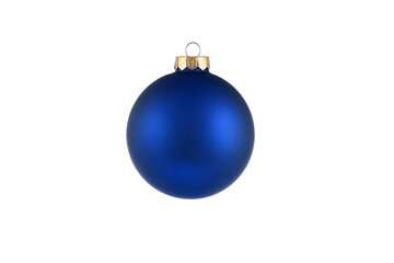Blue Christmas ball isolated on white background. Happy New Year baubles bombs bulbs colorful decoration. Xmas glass ball. Poster, banner, cover card, brochure design for christmas tree.