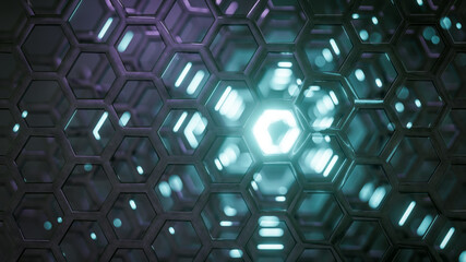 hexagonal science fiction light reflections background