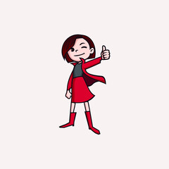 Woman Girl Thumbs Up Cartoon Illustration