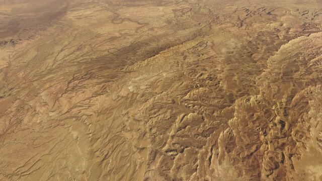 Aerial bird view of the Lut Desert widely referred to as Dasht-eLut in Persian Emptiness Plain is a large salt-desert located in the provinces of Kerman and Sistan and Baluchestan Iran 4k animation