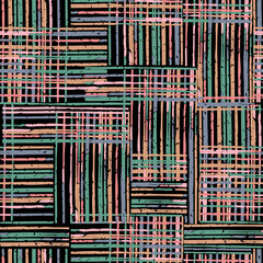 Obraz premium Seamless pattern with abstract stripes in pastel colors on a black background.Modern grunge print with geometric motif.Vector fashionable template. 