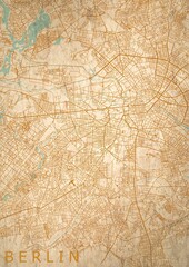 Fototapeta na wymiar Berlin Stadtplan Stadtkarte Straßen braun