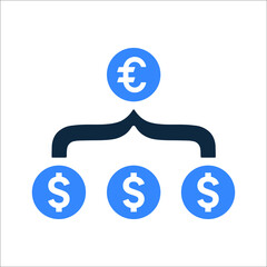 Aggregator, currency conversion icon. Simple editable vector illustration.