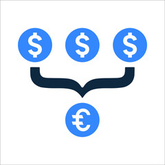 Fototapeta premium Aggregator, euro, dollar icon. Simple editable vector illustration.