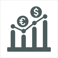Analytics, business, dollar statistics icon. Gray vector graphics.