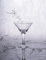 splashes glass glass on white background