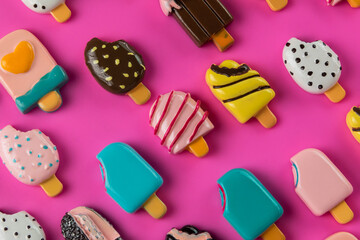 Set colorful tasty ice cream