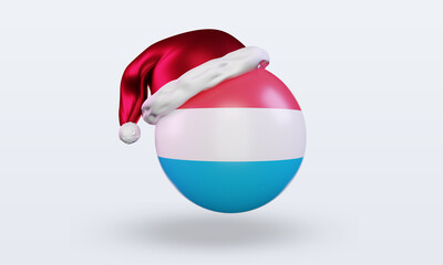 3d santa claus cap Luxembourg flag rendering front view