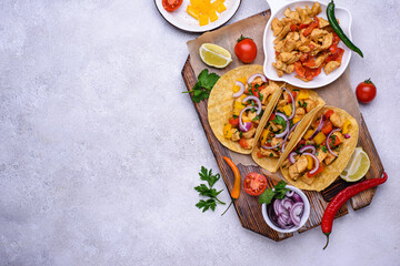 Traditional Mexican tacos with meat