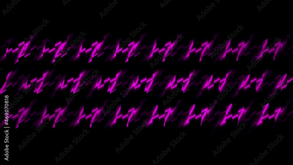 Poster abstract flow of energy shown by pixelated running zigzag lines, seamless loop. motion. electric imp