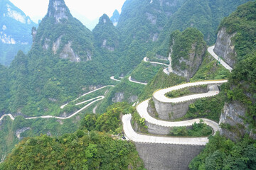 winding road at Tianmen Shan mountain