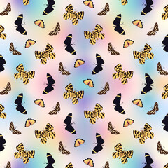 Butterfly yellow and black vector pattern