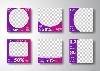 set of editable square banner templates. for social media posts, promotions, digital marketing. two color style