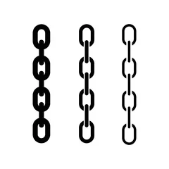 Foto op Plexiglas A set of black chains of different thicknesses. Chain links isolated on white background. Link icon. © Sergey