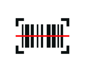 Barcode icon. Black bar code pictogram for designation. Barcode vector symbol isolated on white background.